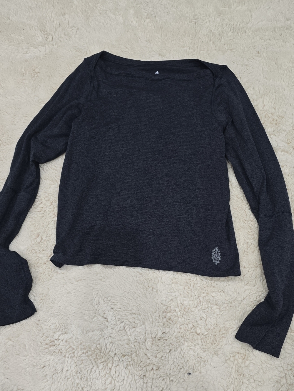 Free People Dark Charcoal Scoop Neck Long Sleeve Top